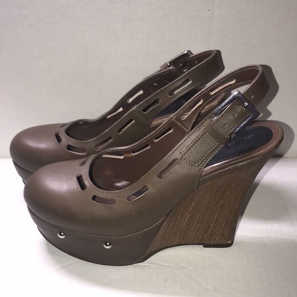 Marni Women's Brown Wedge Platform Slingback Heels Clogs Size 36 - Picture 4 of 11
